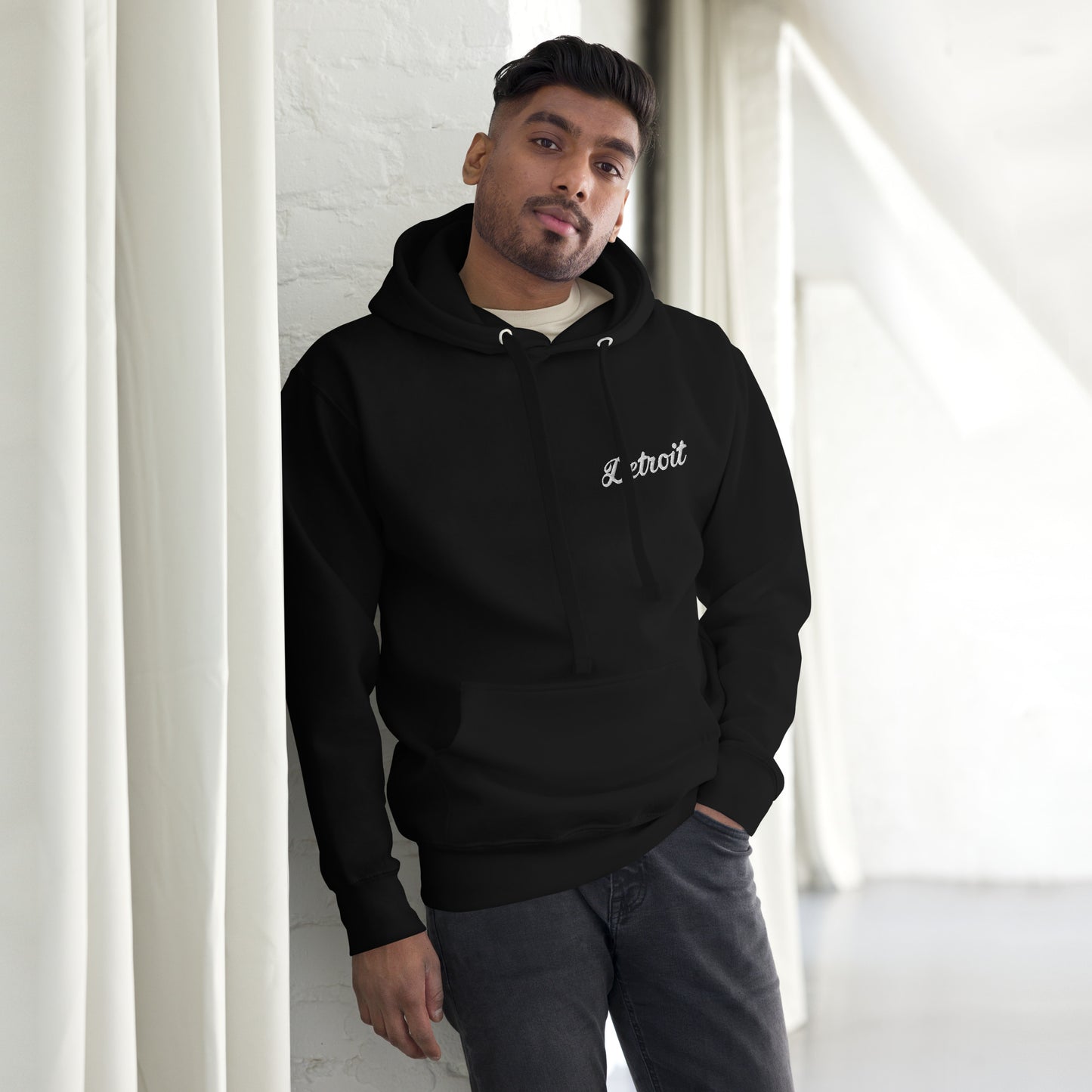 Detroit Script Embroidered Unisex Hoodie