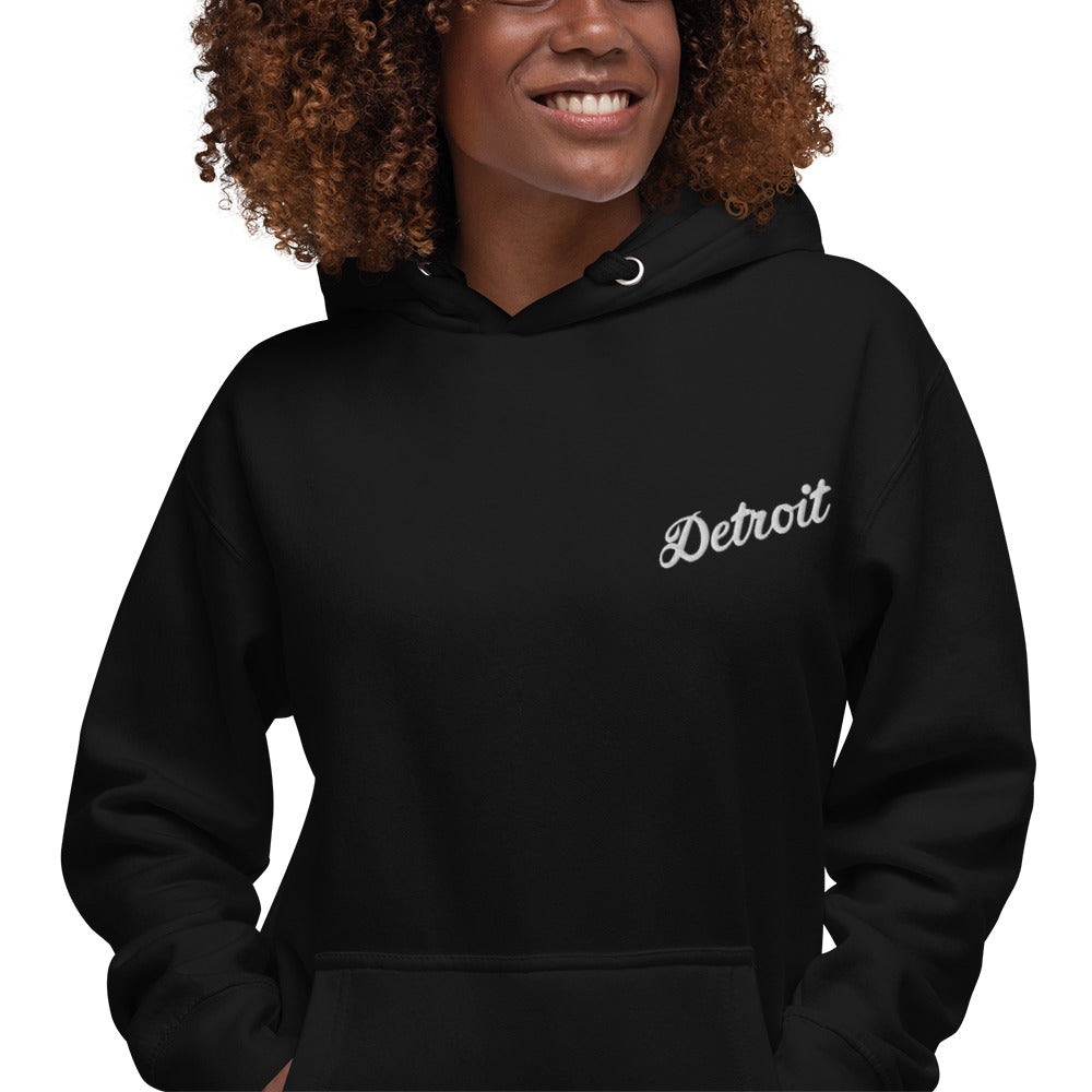 Detroit Script Embroidered Unisex Hoodie