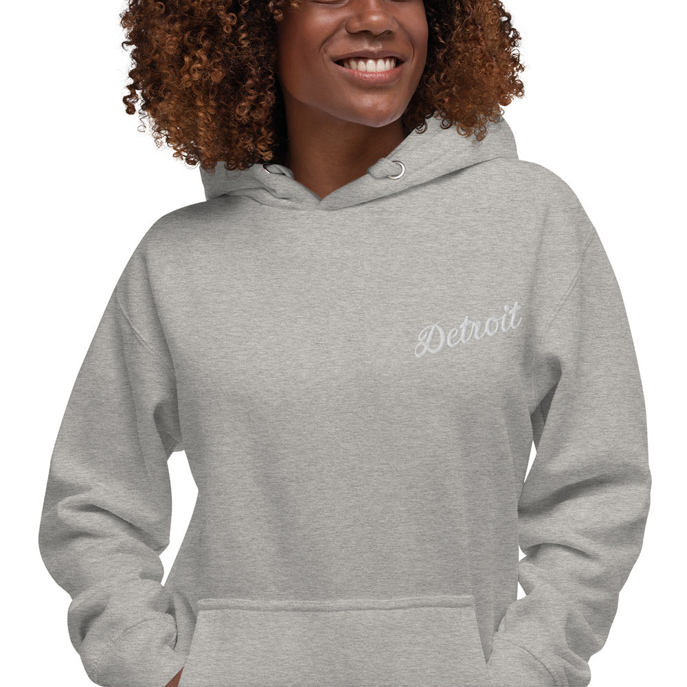 Detroit Script Embroidered Unisex Hoodie