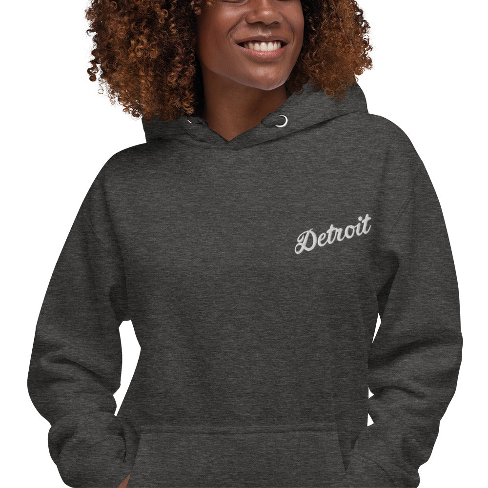 Detroit Script Embroidered Unisex Hoodie