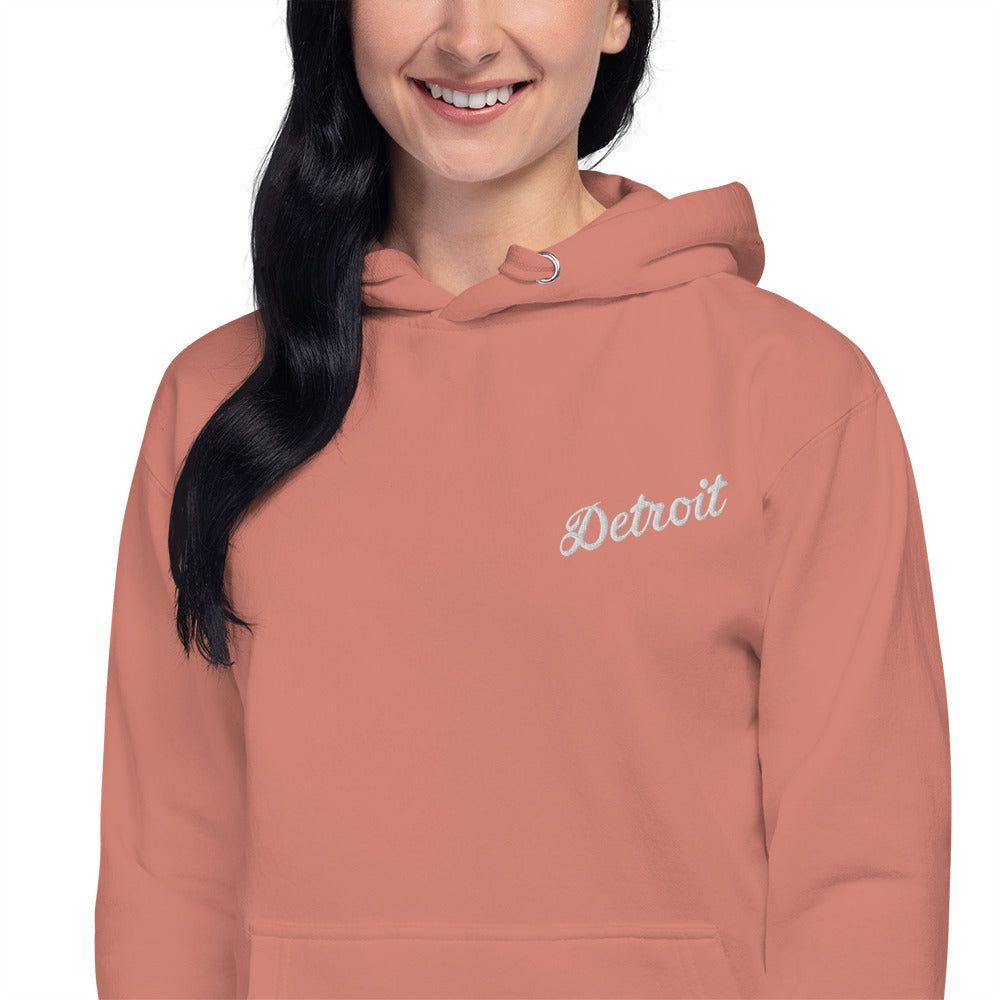 Detroit Script Embroidered Unisex Hoodie