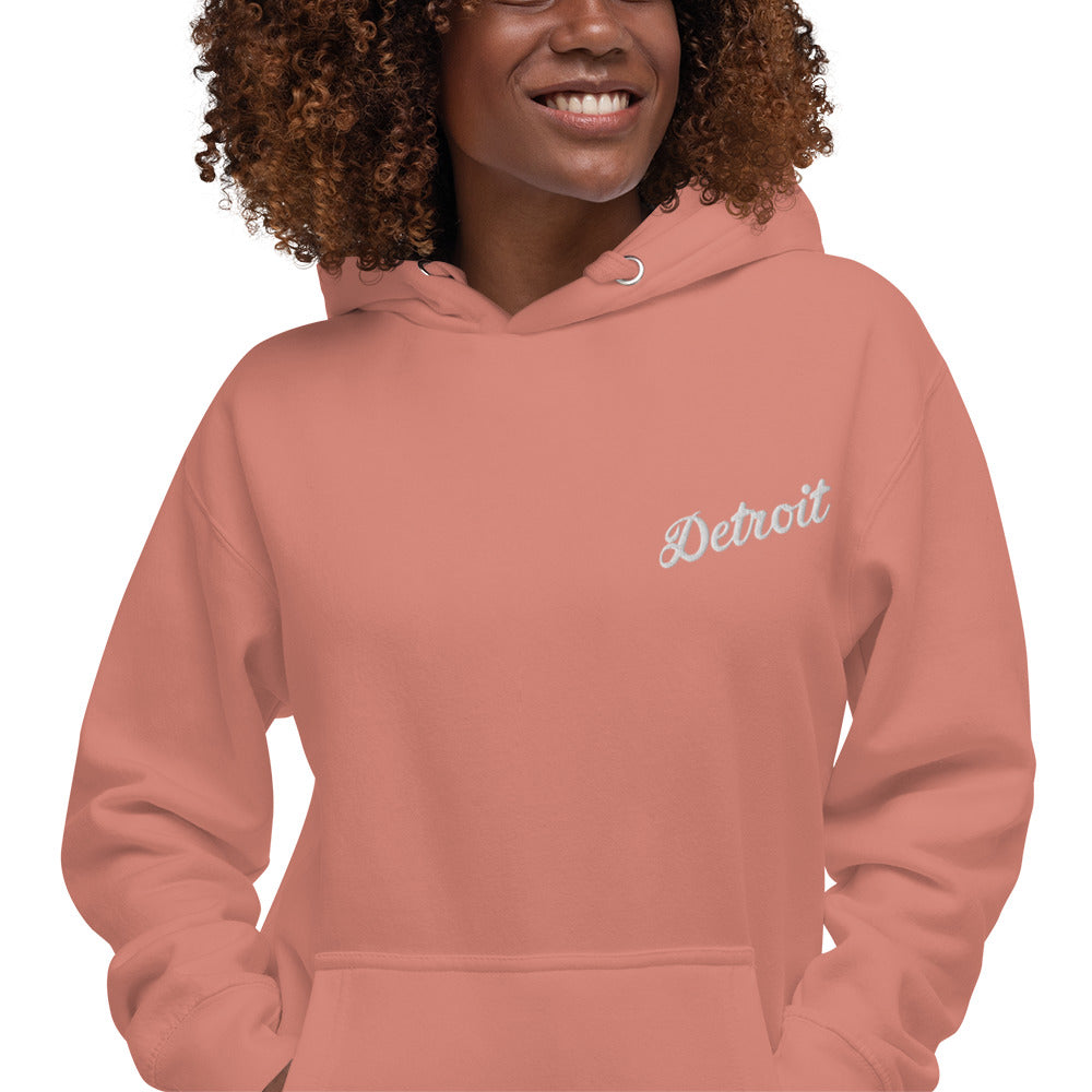 Detroit Script Embroidered Unisex Hoodie