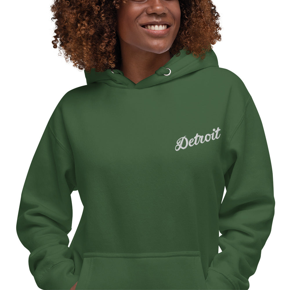 Detroit Script Embroidered Unisex Hoodie