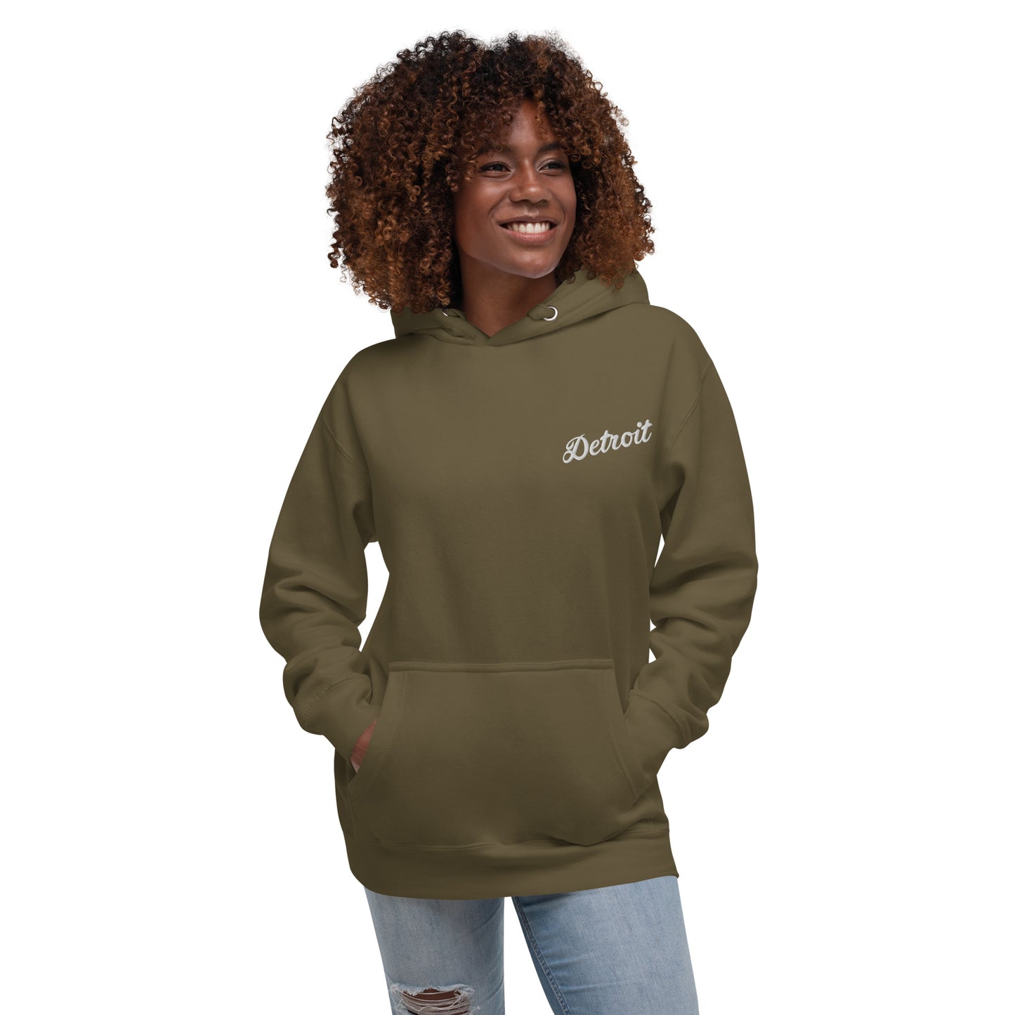 Detroit Script Embroidered Unisex Hoodie