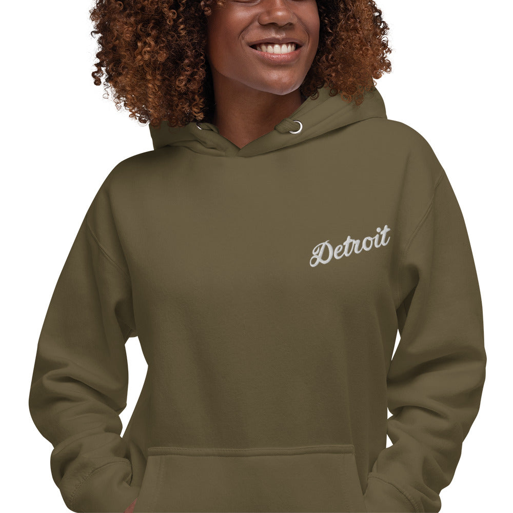 Detroit Script Embroidered Unisex Hoodie