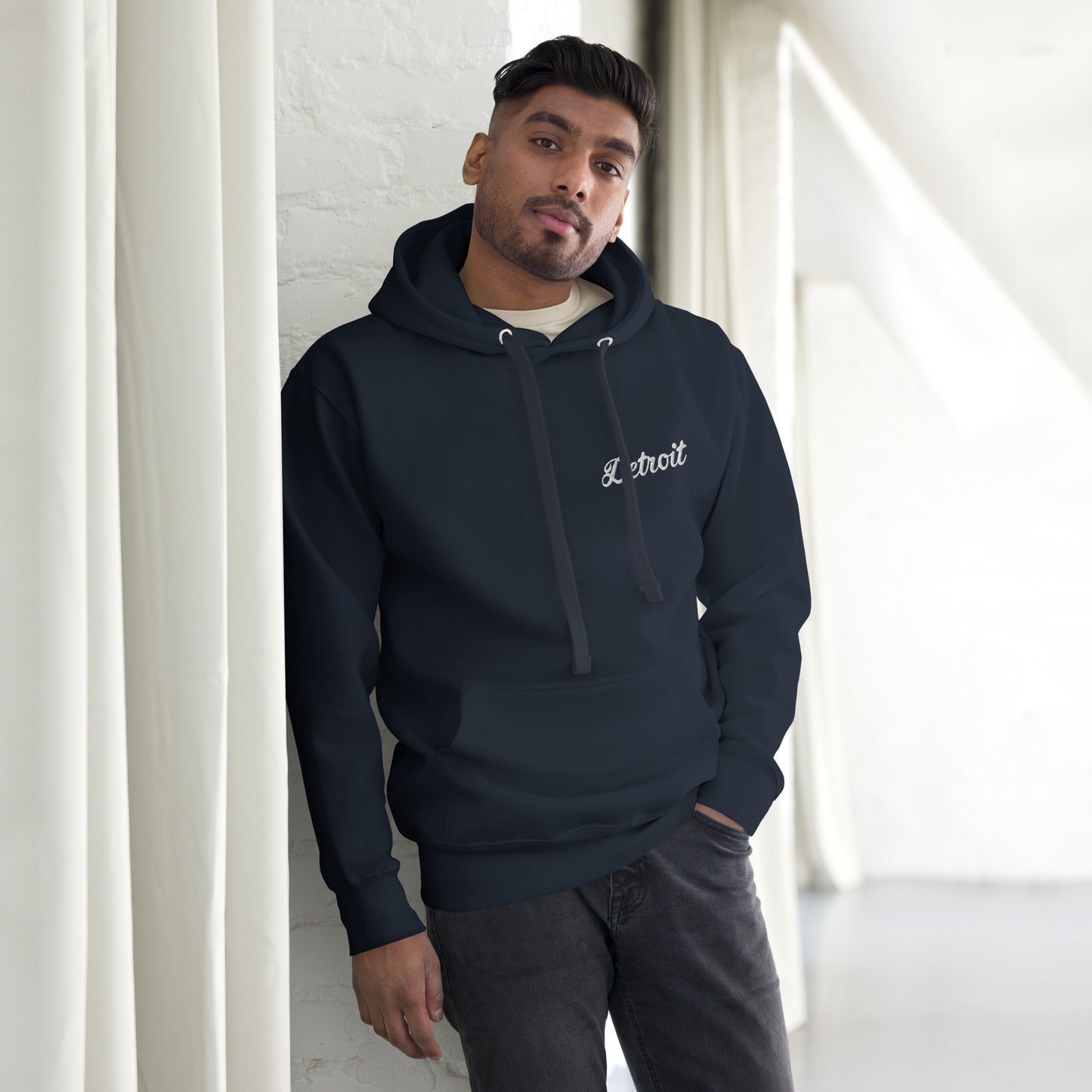 Detroit Script Embroidered Unisex Hoodie