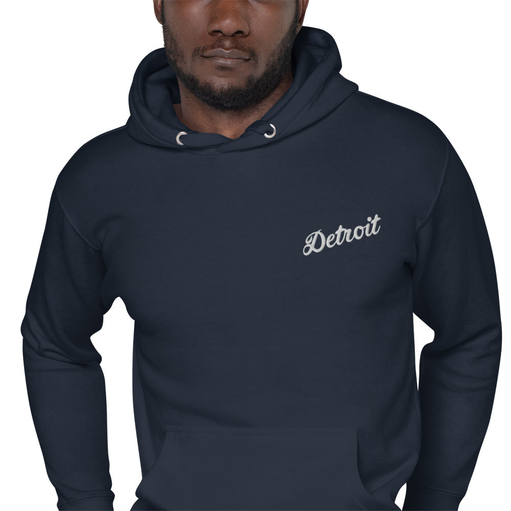 Detroit Script Embroidered Unisex Hoodie