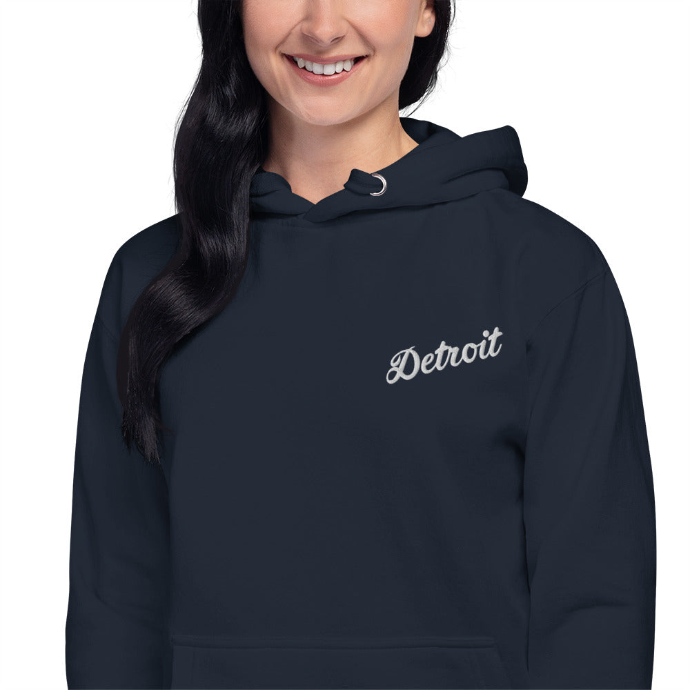 Detroit Script Embroidered Unisex Hoodie