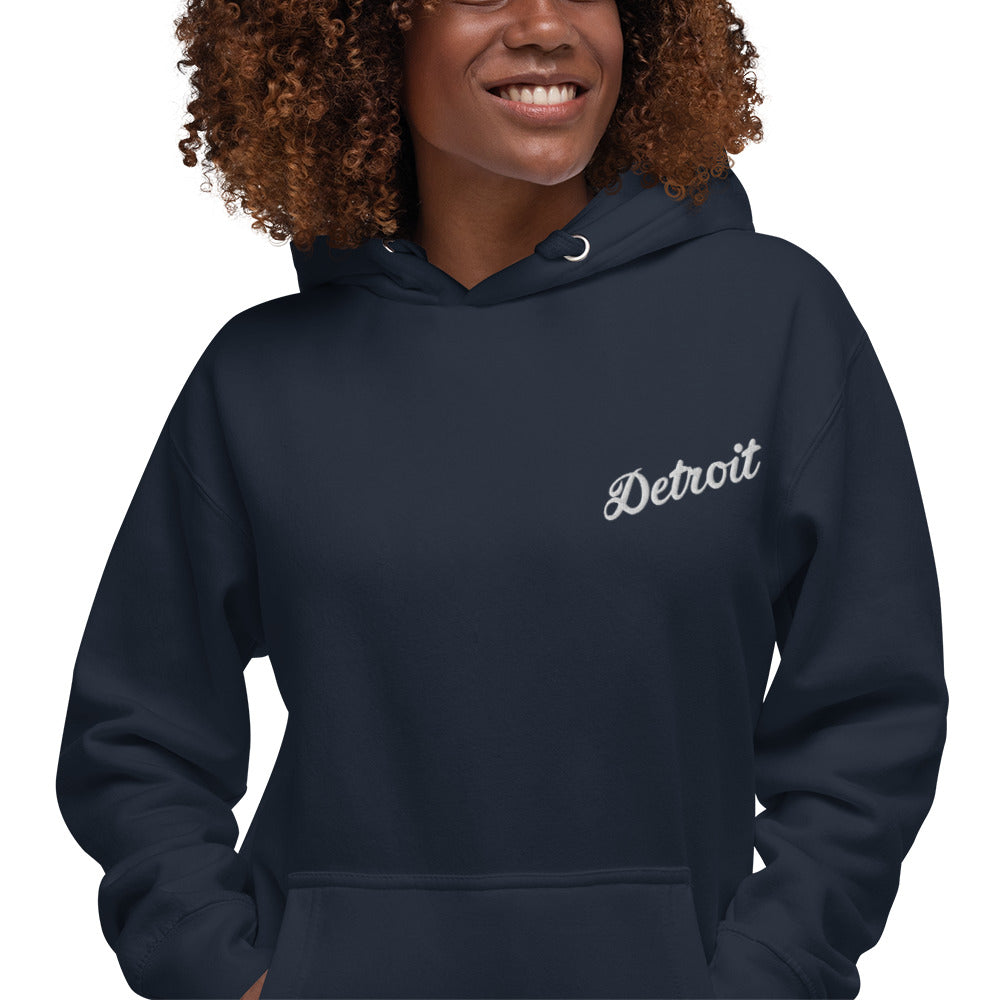 Detroit Script Embroidered Unisex Hoodie