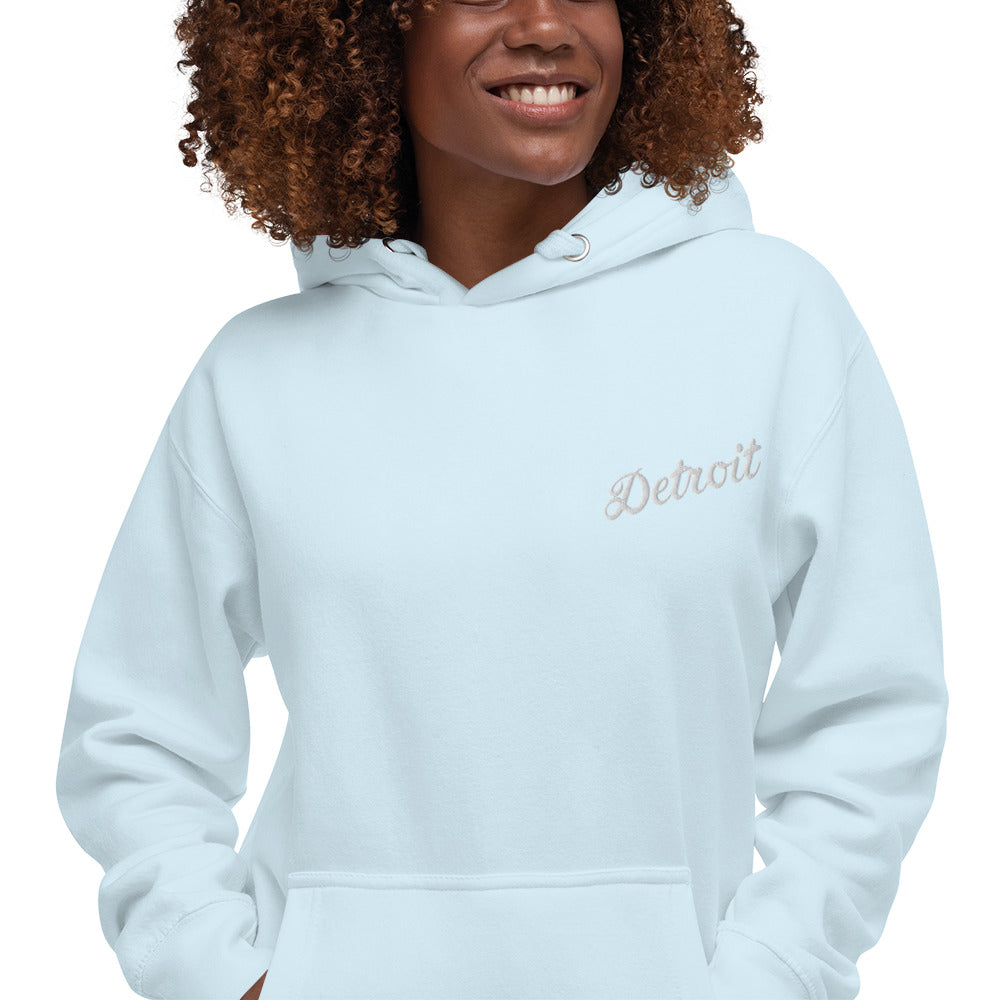 Detroit Script Embroidered Unisex Hoodie