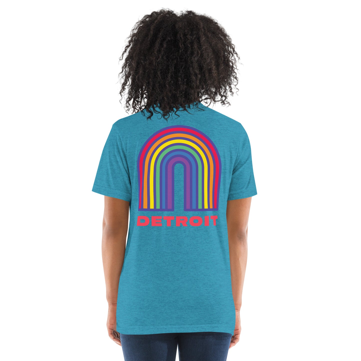 Detroit Rainbow Pride (Back Print) - Tri-blend Short Sleeve T-shirt