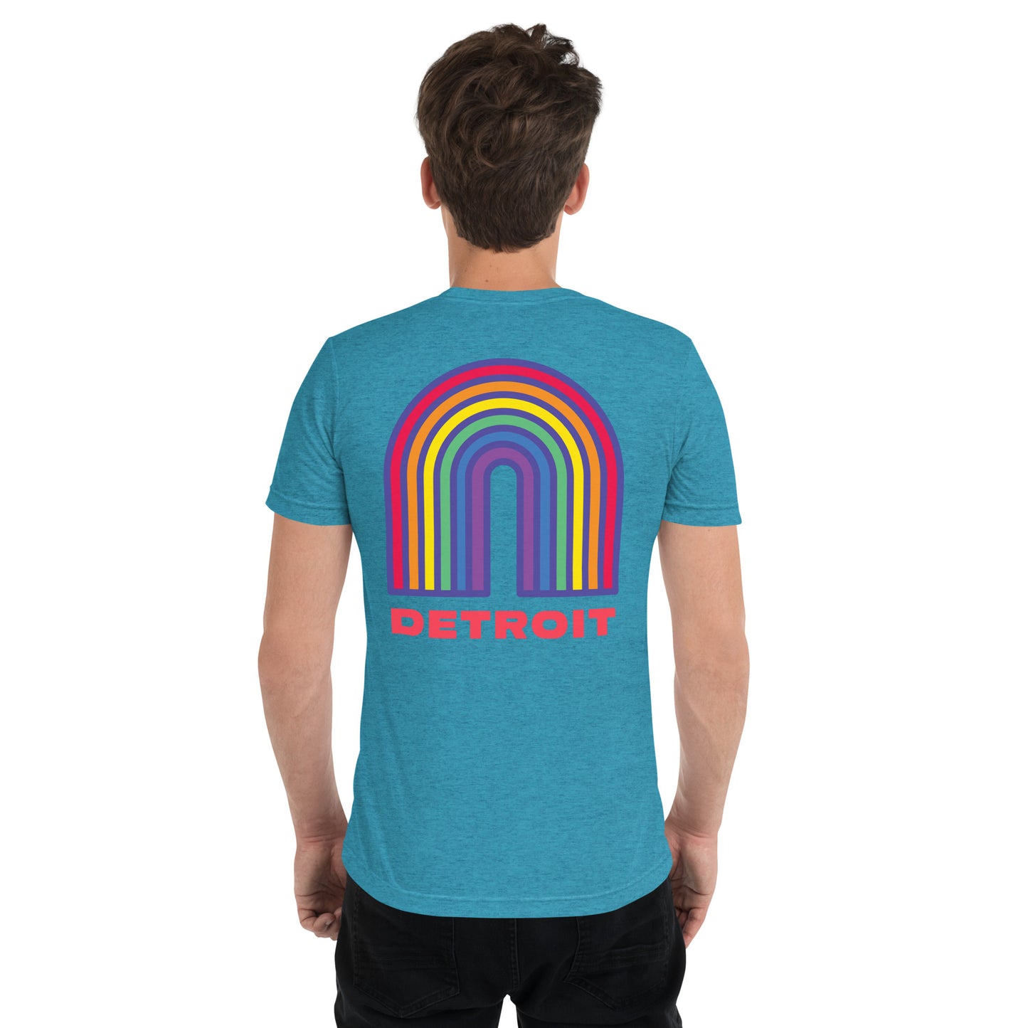 Detroit Rainbow Pride (Back Print) - Tri-blend Short Sleeve T-shirt