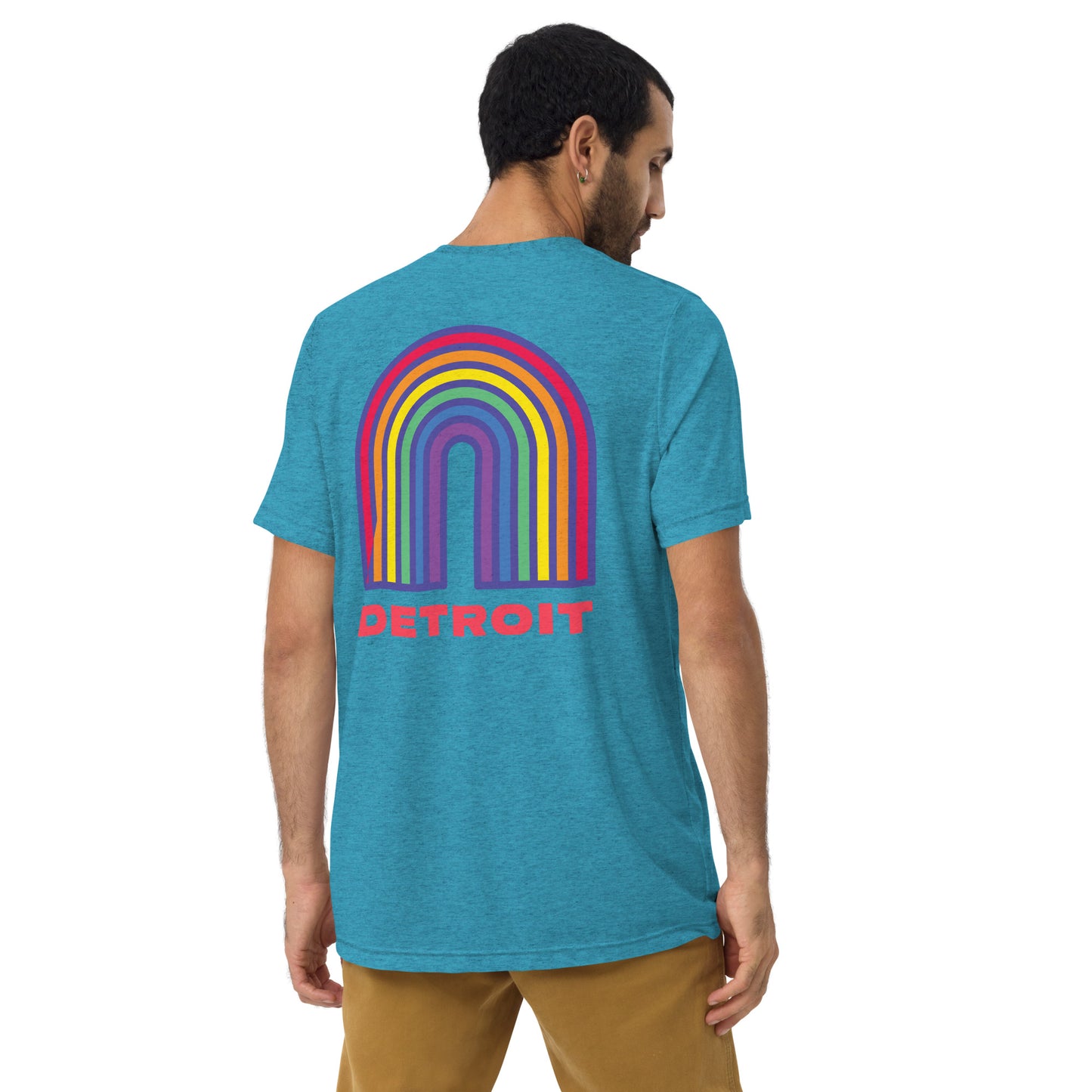 Detroit Rainbow Pride (Back Print) - Tri-blend Short Sleeve T-shirt