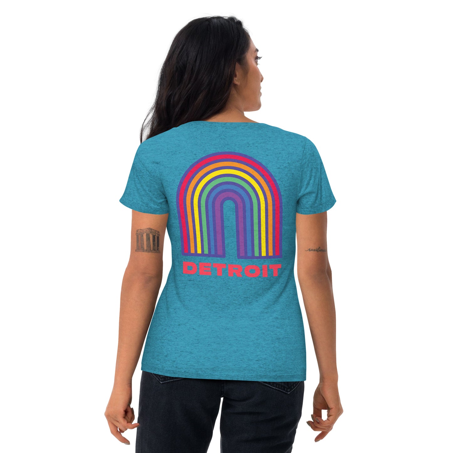 Detroit Rainbow Pride (Back Print) - Tri-blend Short Sleeve T-shirt