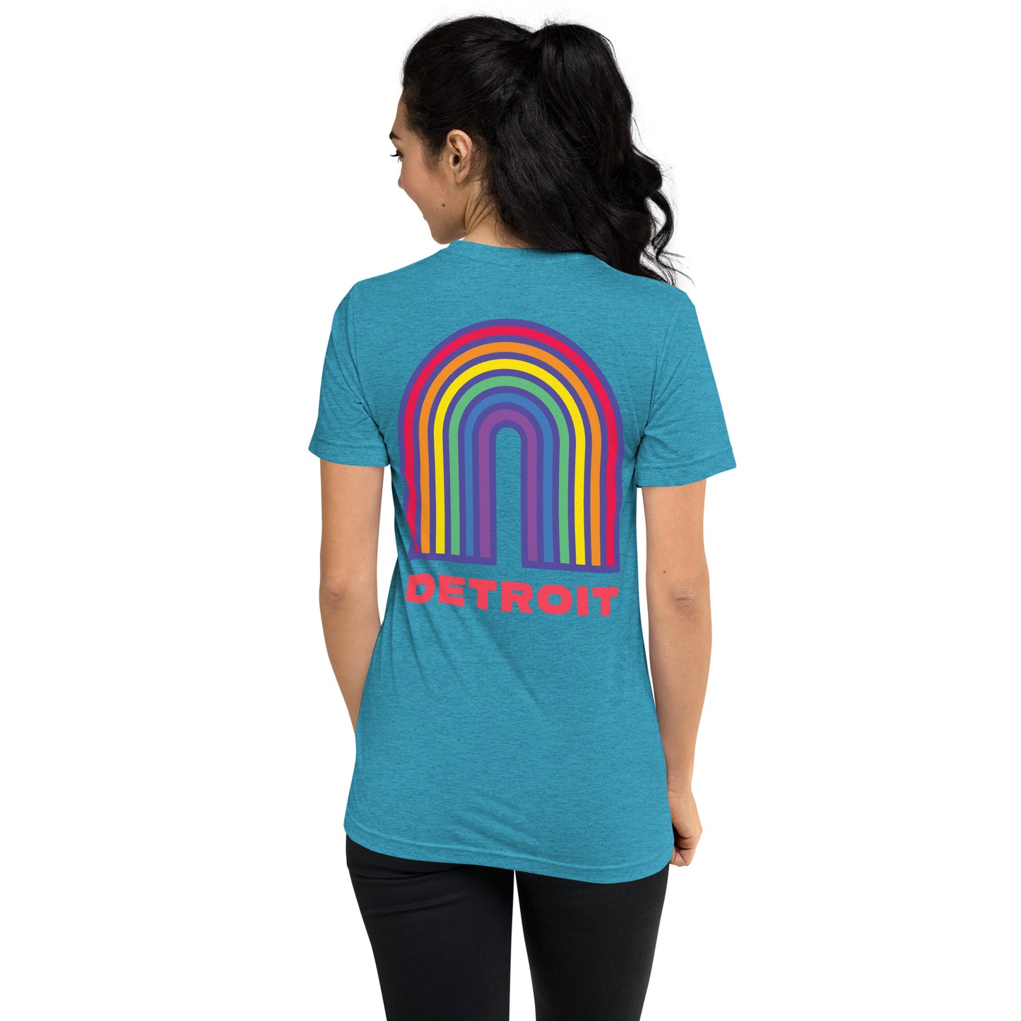 Detroit Rainbow Pride (Back Print) - Tri-blend Short Sleeve T-shirt