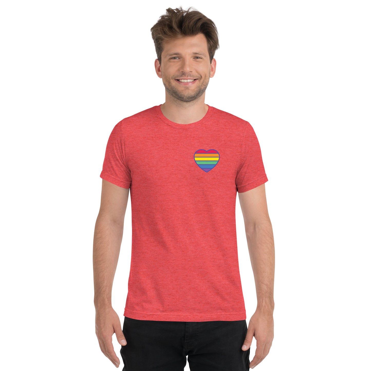 Pride Rainbow Heart Tri-Blend Short Sleeve T-shirt