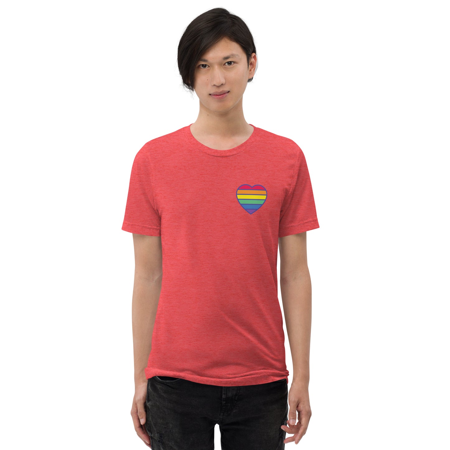 Pride Rainbow Heart Tri-Blend Short Sleeve T-shirt