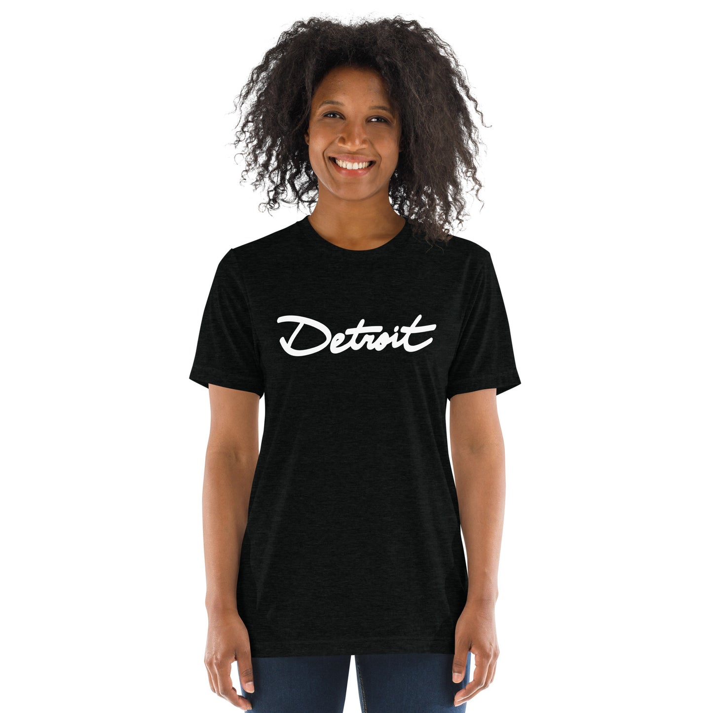 Detroit Handwritten Cursive Tri-blend Short Sleeve T-shirt