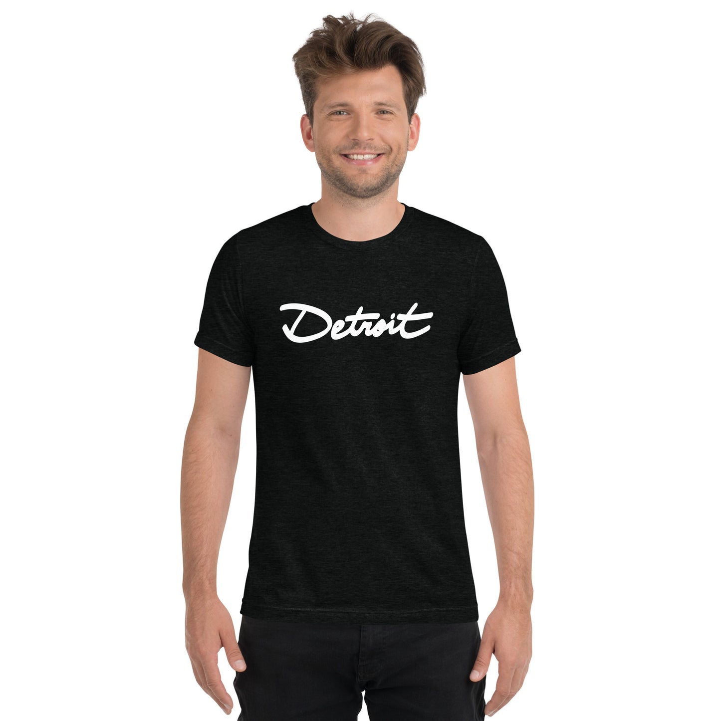 Detroit Handwritten Cursive Tri-blend Short Sleeve T-shirt