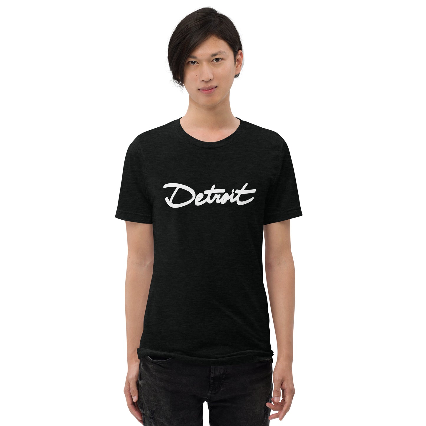 Detroit Handwritten Cursive Tri-blend Short Sleeve T-shirt