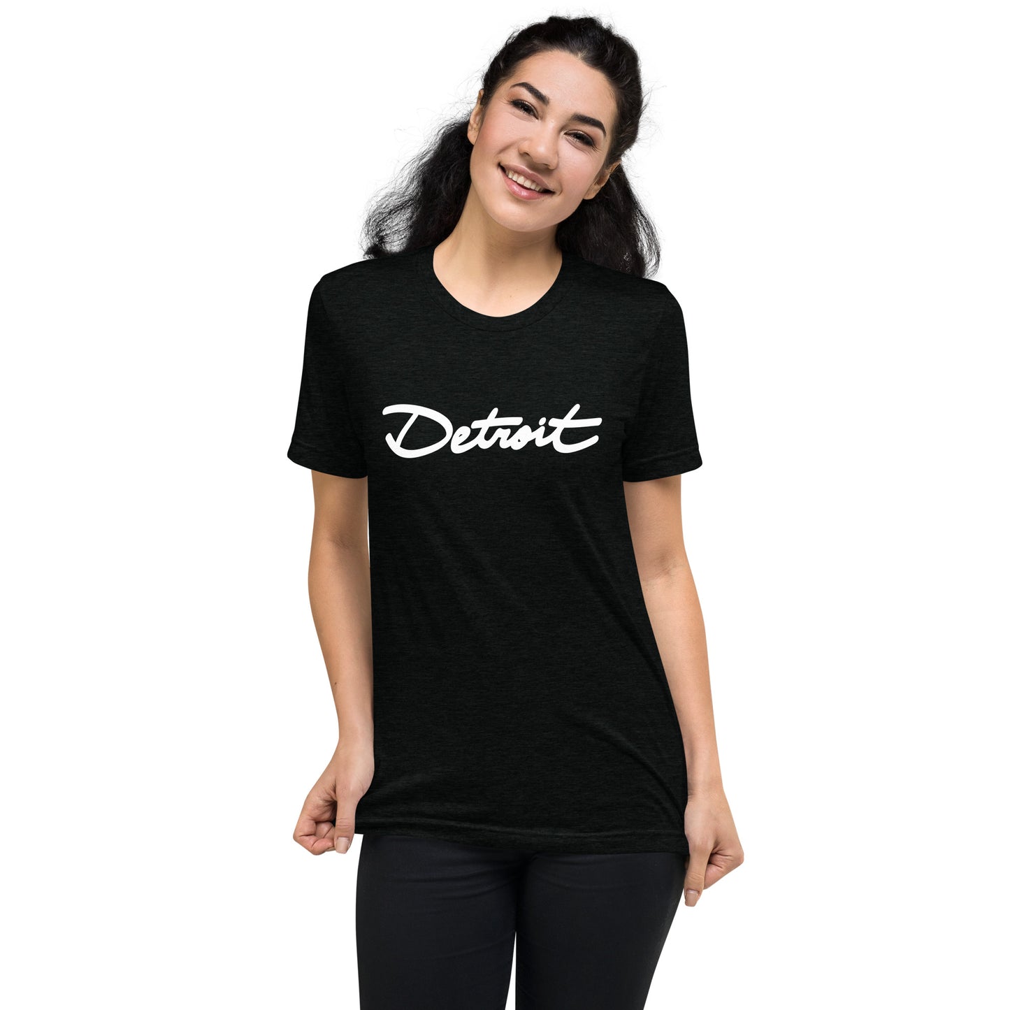 Detroit Handwritten Cursive Tri-blend Short Sleeve T-shirt