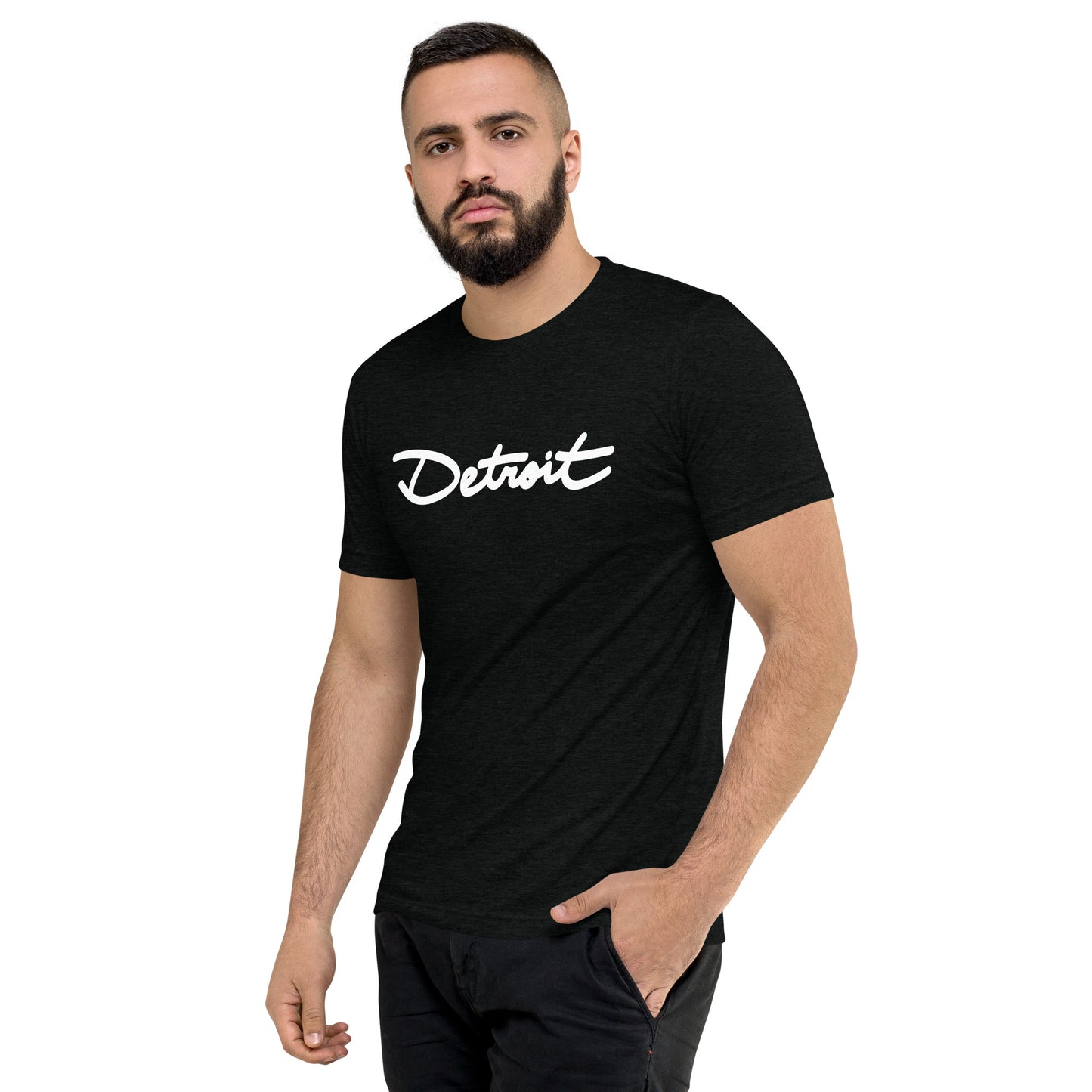 Detroit Handwritten Cursive Tri-blend Short Sleeve T-shirt