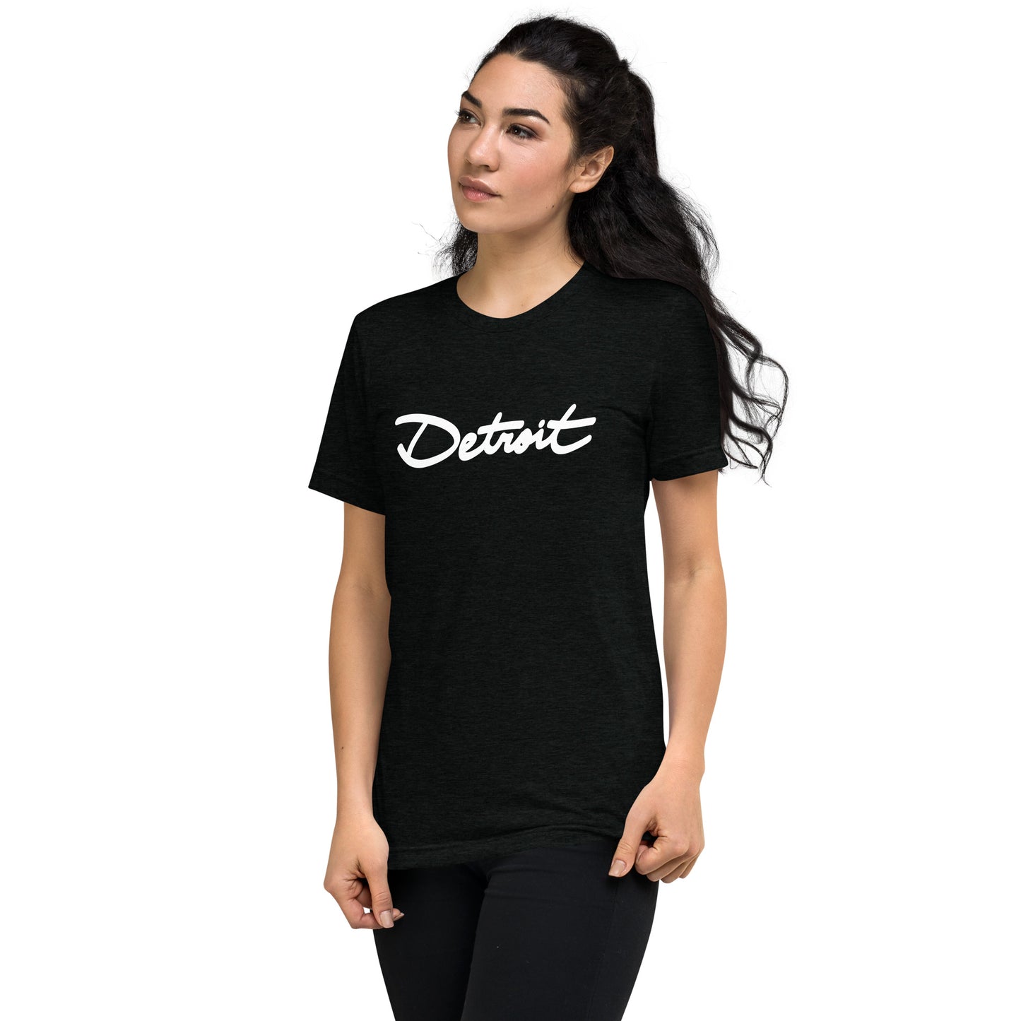 Detroit Handwritten Cursive Tri-blend Short Sleeve T-shirt