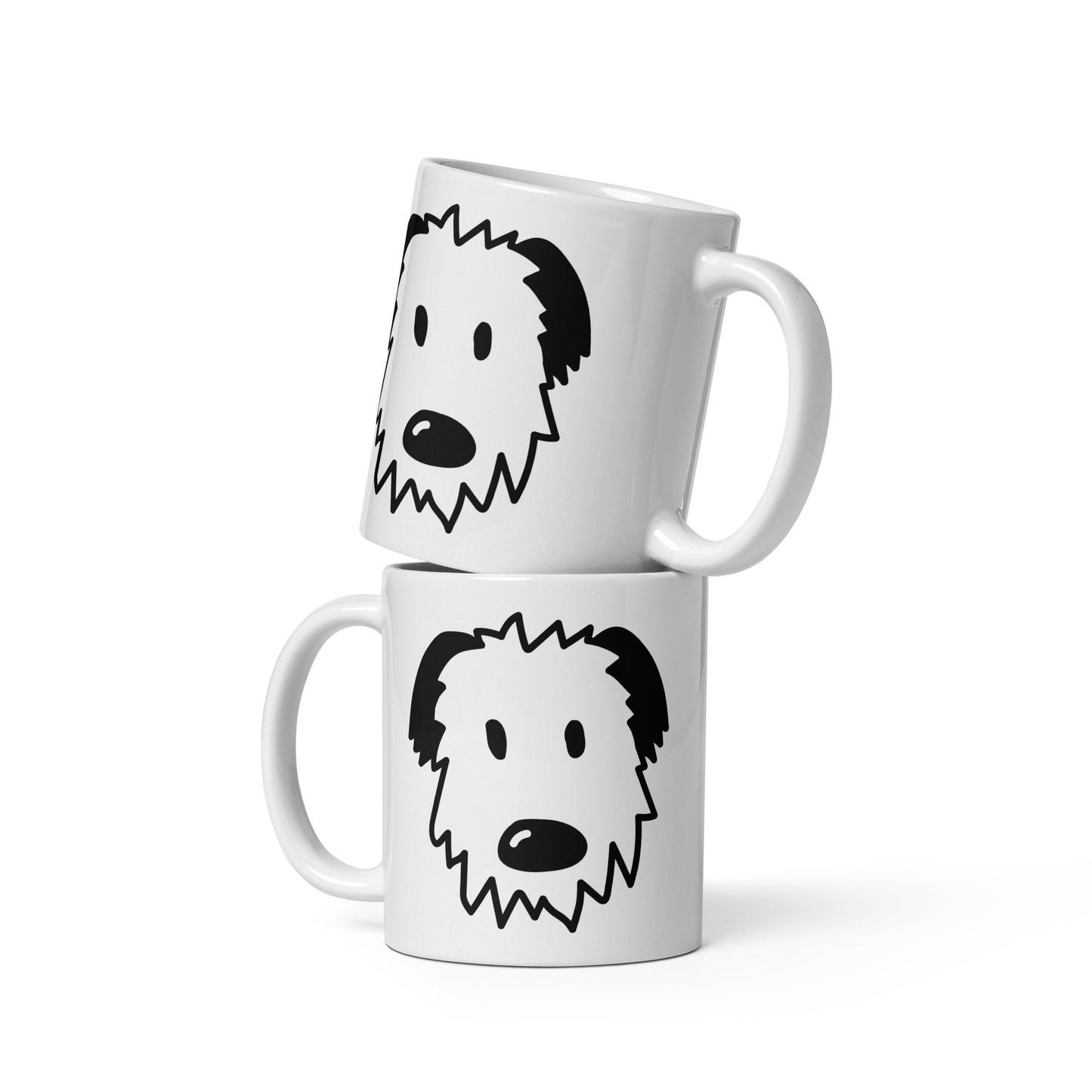 Floof Poof Doggo (Black Ears) - White Glossy Mug