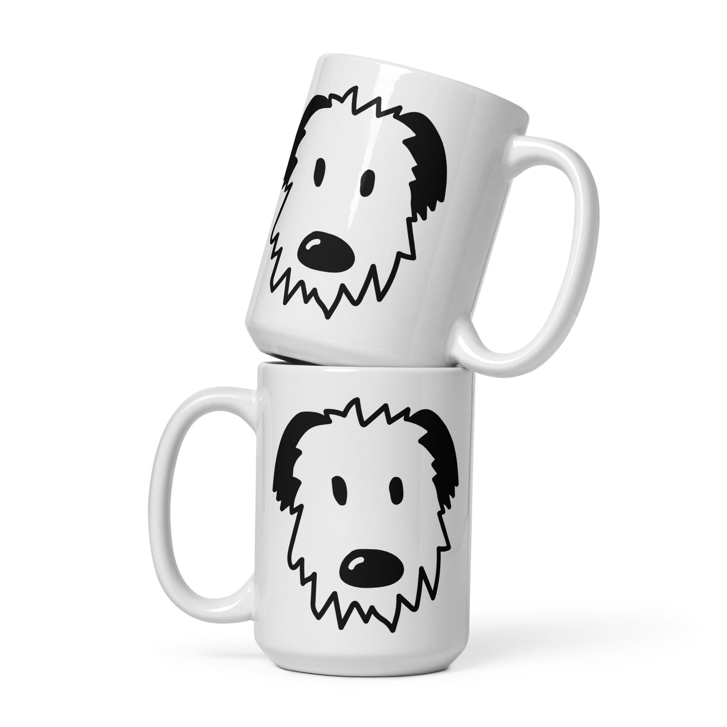 Floof Poof Doggo (Black Ears) - White Glossy Mug